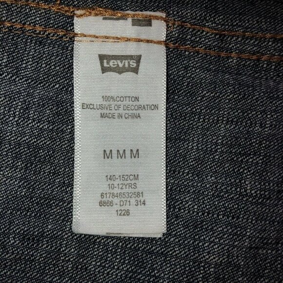 LEVIS Youth Western Dark Wash Denim Pearl Snap Long Sleeve Shirt Size M - Picture 10 of 11